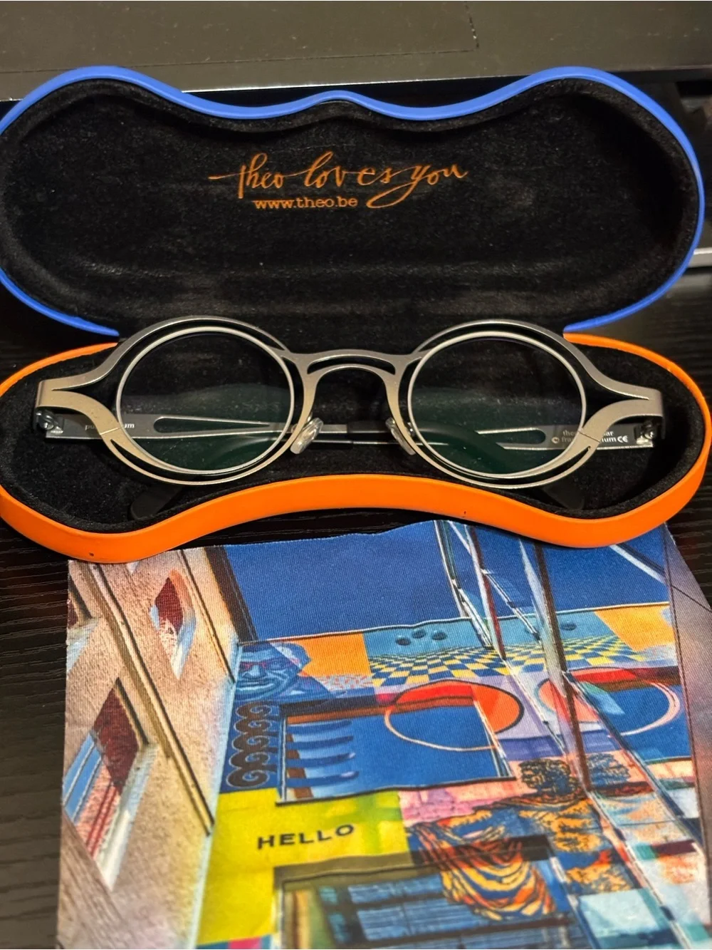 Theo 'Theo Loves You' Belgium design - Black with Blue & Orange Trim Case